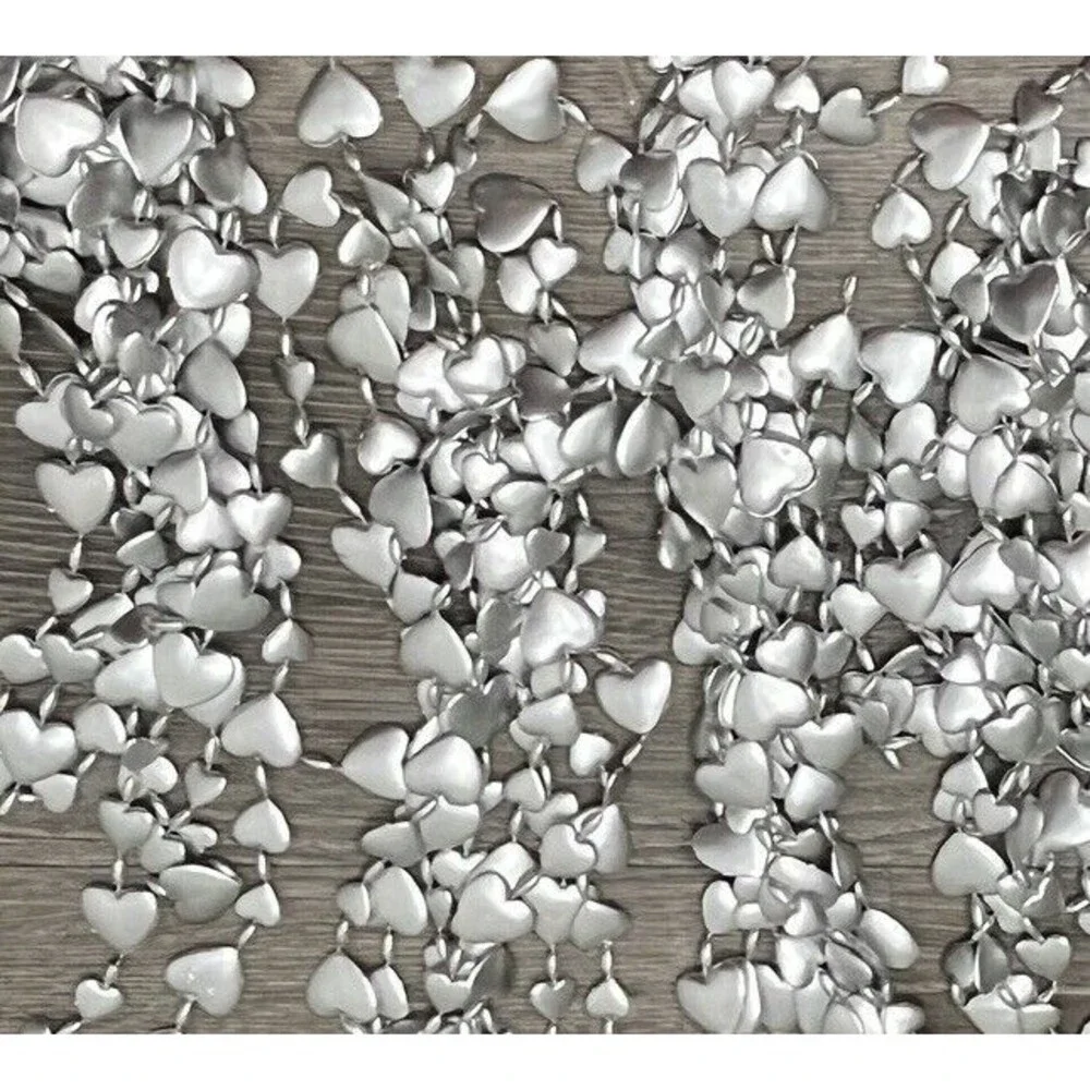 Lot 7 Strands‎ Heart Garland Christmas Tree Wedding Silver Plastic Total 749 in